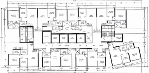 1st to 3rd, 5th to 8th, 10th to 13th, 15th to 18th, 20th to 23th, 25th to 28th, 30th to 33th & 35th Floor Plan Tower