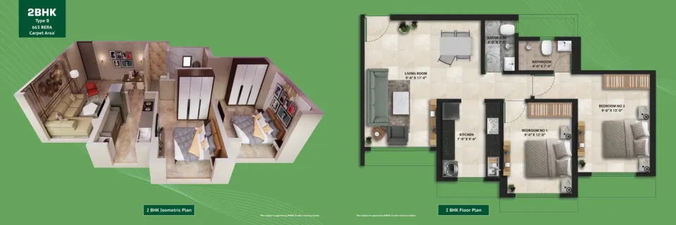 2 BHK published apartment layout