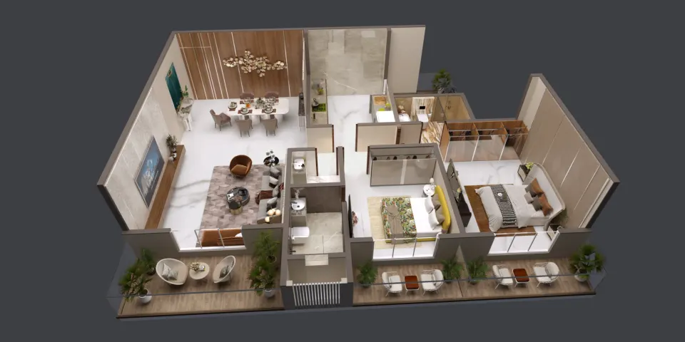 Illustrative 2 BHK apartment layout