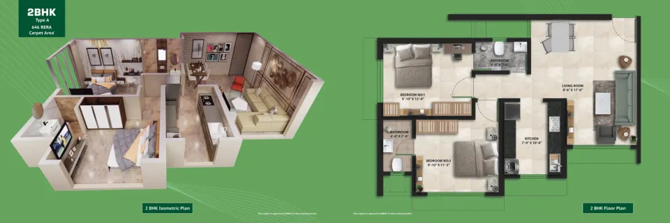2 BHK published apartment layout