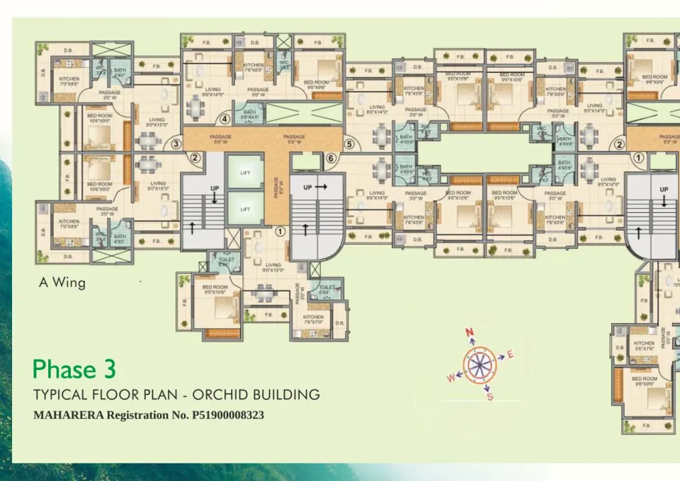 Orchid Phase 3, A Wing typical floor layout