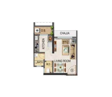 Studio / 1 RK apartment layout