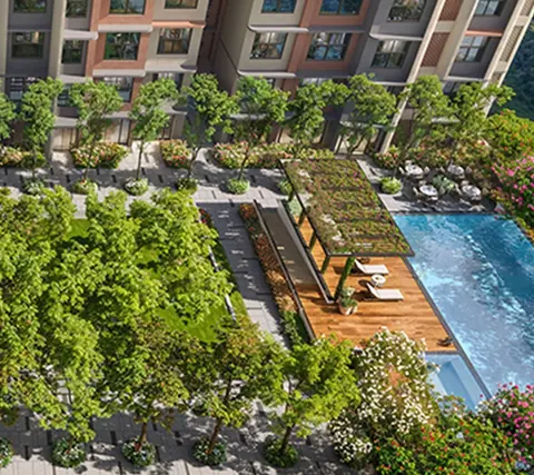 Lodha Altus — landscaped courtyard