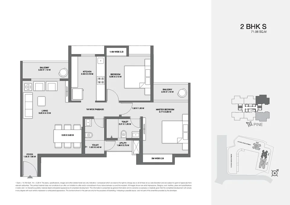 2 BHK S · published layout 71.06 sq m