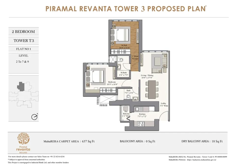 2 BHK · Tower 3 proposed layout