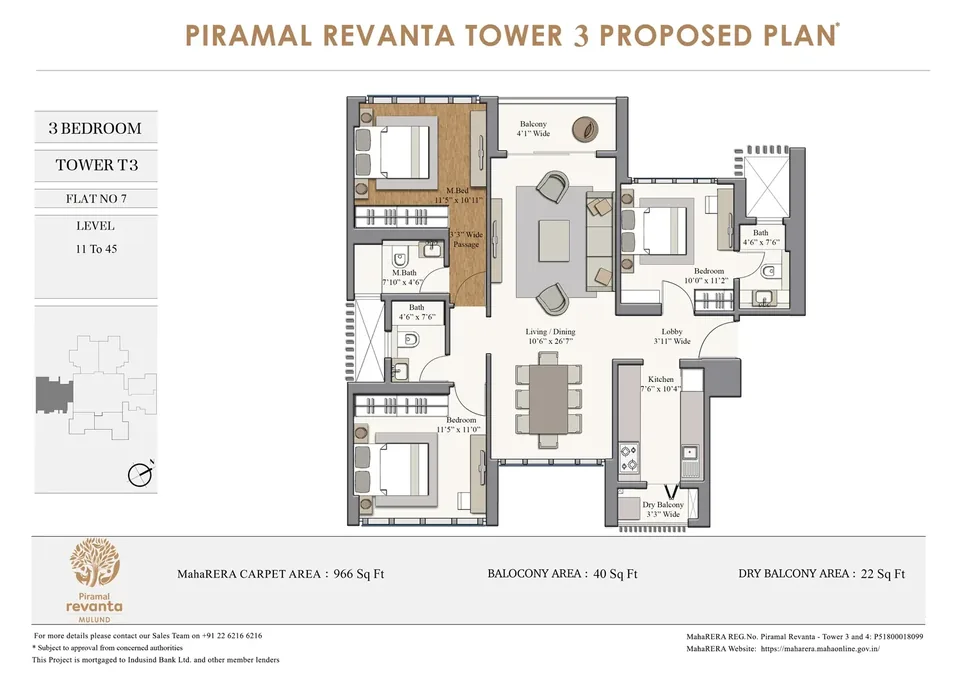 3 BHK · Tower 3 proposed layout