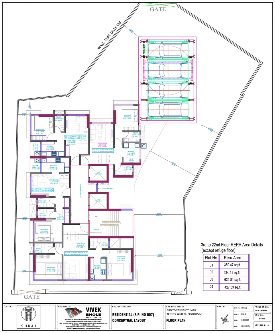 3rd–22nd typical floor · 1 and 2 BHK layouts; conceptual developer drawing