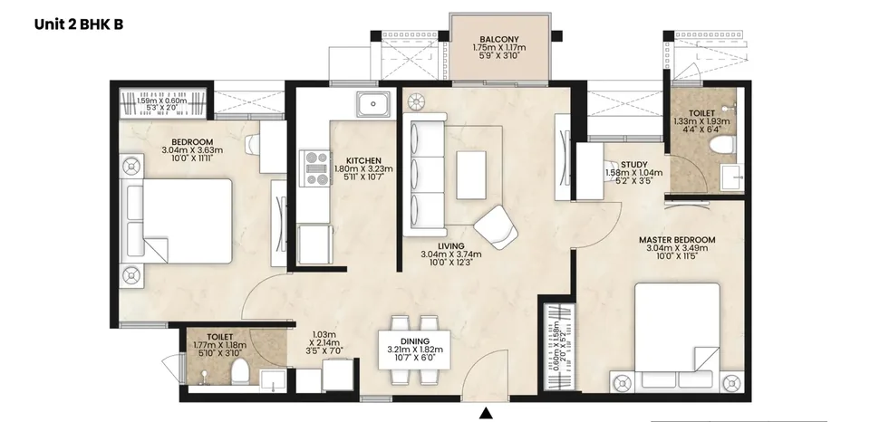 2 BHK B · published unit layout
