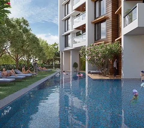 Lodha Regalia — · Pool courtyard