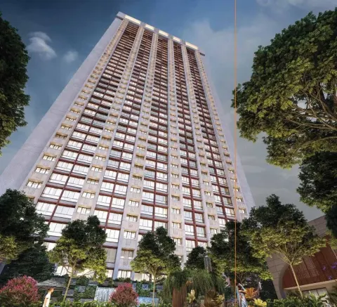 Kashimira Forest Vista — Tower viewed from landscaped grounds